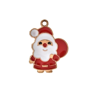 Detail eines Weihnachtsmann-Emaille-Anhängers mit Goldlegierung und rotem Finish