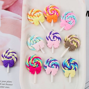 Pendentifs sucettes colorés avec nœuds pour bijoux DIY et colliers