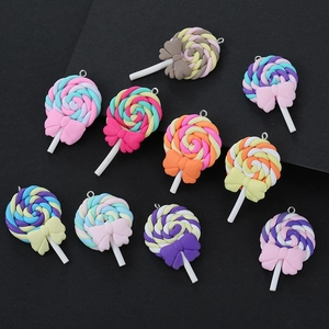 Pendentifs sucettes colorés avec nœuds pour bijoux DIY et porte-clés créatifs