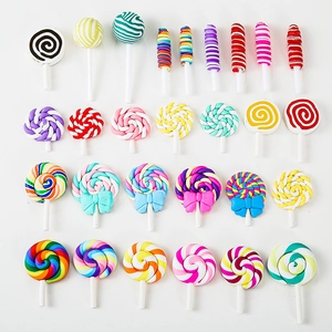 Mixed Colors Polymer Clay Lollipop Charms For DIY Jewelry Making Necklaces Earrings Keychains Cute Sweet Craft Supplies