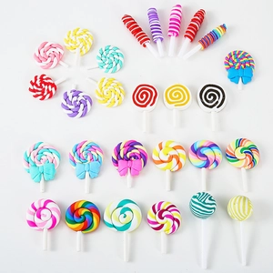 Colorful polymer clay lollipop pendants for DIY jewelry making and craft charms