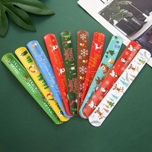 Christmas slap bracelets set with Santa and reindeer patterns for holiday party favors