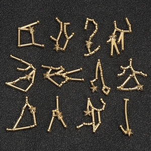 Goldene 12 Tierkreiszeichen Anhänger für DIY Schmuck auf schwarzem Hintergrund