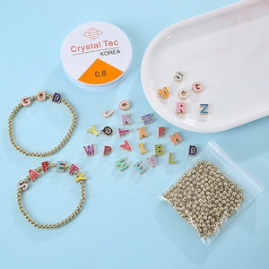 Kit gioielli fai da te con perline colorate smaltate e filo elastico di cristallo 0,8mm