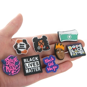 Set de 8 adornos para zapatos Black Lives Matter de PVC con iconos culturales para zuecos