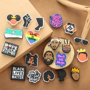 Abalorios de PVC para zapatos con Black Lives Matter e iconos de hip-hop para zuecos