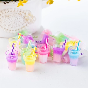 Acryl Gradiënt Drankbeker Charms Gestreepte Rietje Hangers Voor DIY Sieraden Maken Oorbellen Ketting Accessoires Materiaal