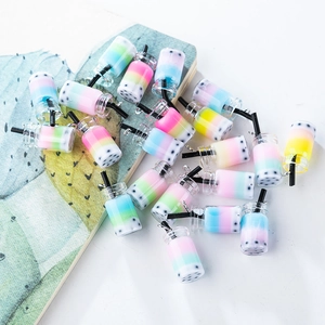 Mini Simulation Boba Milk Tea Cup Charms Acrylic DIY Jewelry Making Material For Earrings Keychains Pendants Fashion Accessories