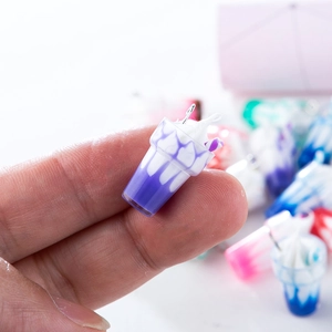 Miniature resin ice cream sundae charm with purple gradient and metal ring for DIY jewelry