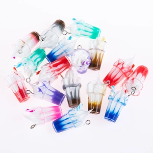 Colorful resin miniature ice cream sundae charms with metal rings for DIY jewelry making