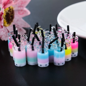 Miniature tricolor bubble tea charms for DIY earring and jewelry making with colorful resin