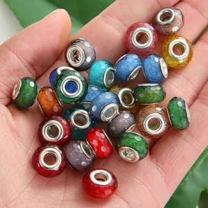 Colorful faceted European large hole beads for DIY bracelets and necklaces jewelry making