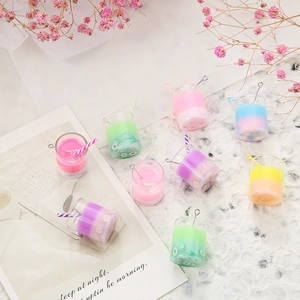 Miniature resin bubble tea cup pendants with colorful charms for DIY jewelry making
