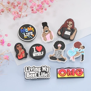 Black Girl Magic Shoe Charms PVC Silicone Clog Decorations Women Empowerment Slogan Jibbitz Accessories Motherhood Yoga Quotes Sandals Jewelry