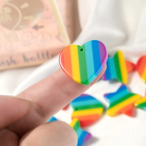 Rainbow resin heart and star pendants for DIY jewelry making and colorful accessories
