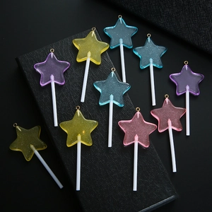 Stervormige lolly-hangers in snoepkleuren met glitters voor DIY-sieraden en accessoires