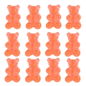 Set of 12 translucent orange resin bear charms with jelly texture for DIY jewelry making