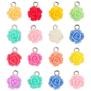 Ciondoli a Forma di Rosa in Resina Colorata Mista Con Occhielli in Metallo Accessori Fai da Te Per Orecchini Bracciali Collane