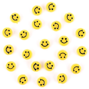 Mise à plat de perles smiley en résine jaune pour kits de bijoux DIY et artisanat