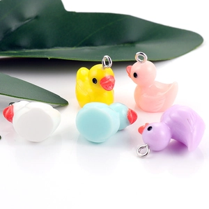 DIY colorful resin cartoon duck pendants for creative jewelry making and earrings