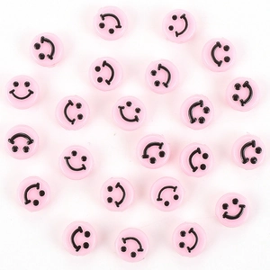 Perles acryliques roses en forme de smiley pour la création de bijoux DIY créatifs