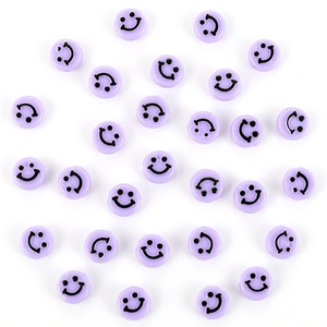 Mélange de perles en acrylique 9mm lavande avec smiley pour bijoux DIY et bracelets