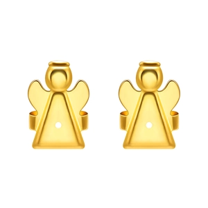 Polished golden Magic Bax earring lifters with creative angel wing design for stud support
