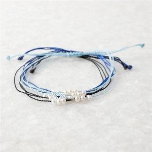 Ensemble de bracelets en perles tissées à la main avec cordons réglables bleus et noirs
