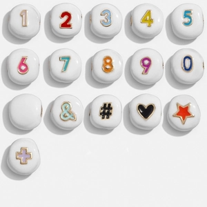 Fashionable minimalist dice beads bracelet charms with colorful symbols and gold trim