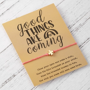 Minimalista Rame Quadrifoglio Braccialetto dei Desideri per Donna Fatto a Mano Cordino Intrecciato Carta Gioielli Regalo Fortunato