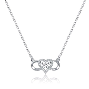 925 Sterling Zilveren Hart Oneindigheid Hanger Ketting Voor Vrouwen Zirconia Ingelegde Verstelbare Ketting Elegant Sieraden Cadeau