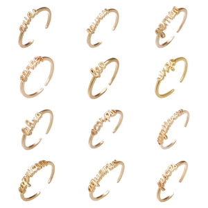 Personalisierte Zwölf Sternzeichen Kupfer Buchstaben Ring Minimalistisch Verstellbare Gold Tierkreis Ring Für Damen Schmuck Geschenk