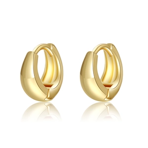 Detailed macro view of 18K gold plated hoop earrings with premium polished finish