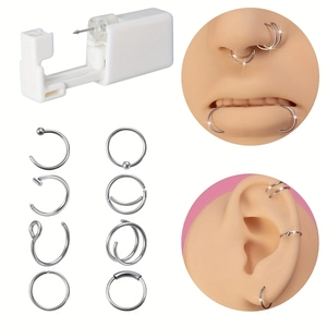 Roestvrijstalen Neusringen Knopjes En Wegwerp Piercing Gereedschap Pistool Professionele Lichaamssieraden Voor Neus Lip Oor Zilveren Accessoires