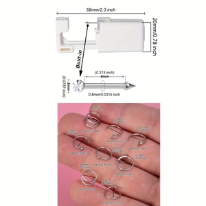 9-delige roestvrijstalen neusringset met handmatige piercingpistoolset voor gebruik