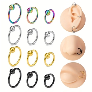 Stainless Steel Captive Bead Ring Nose Lip Ear Cartilage Piercing Jewelry Variety Sizes Ball Closure Ring
