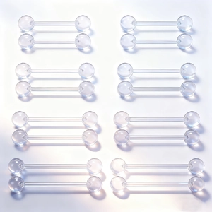 Piercing Langue Invisible en Acrylique Transparent Barbell Bijoux de Corps Minimaliste Transparent Téton Clous
