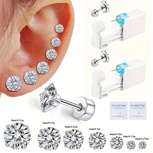 Kit per piercing all'orecchio da 16 pezzi con strumenti monouso e orecchini in zirconia 2-8mm