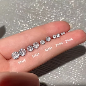 Set di 14 orecchini in acciaio inossidabile con zirconi trasparenti da 2mm a 6mm