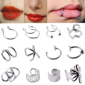 Edelstahl Ohne Piercing Ear Cuffs Nasenring Lippen Clips Faux Körper Piercing Schmuck Verstellbare Creolen Unisex Punk Stil