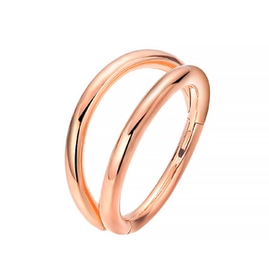 Detail of rose gold double-layered hinged clicker ring with a high-polished mirror finish