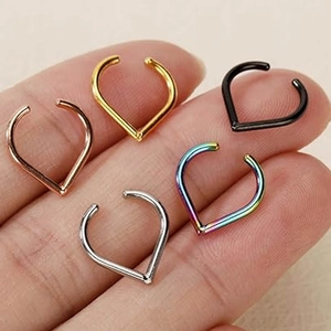 Stainless Steel Heart Shaped Fake Septum Nose Ring Clip On Earrings For Women Men Non Piercing Body Jewelry Punk Accessory