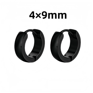 Dettaglio di orecchini punk 4x9mm in acciaio inossidabile nero con punta