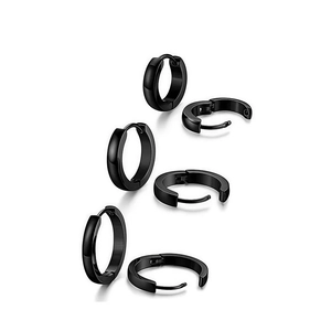 Orecchini a cerchio neri in acciaio inossidabile stile punk design minimalista