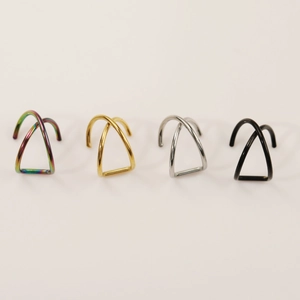 4-Piece stainless steel non-piercing ear cuff set in silver gold black and rainbow colors