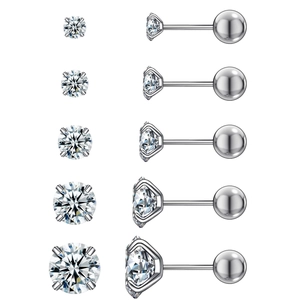 Détails de cinq tailles de boucles d'oreilles en zircone 3A avec monture à quatre griffes