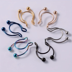 28er Set Edelstahl Nasenringe mit Zirkonia, verstellbare Clip-On Schmuckstücke für Unisex