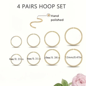 Set de 8 aros pequeños de acero inoxidable de 6mm a 12mm para uso diario