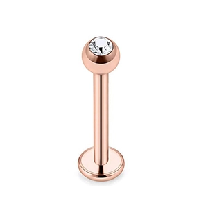 Set di piercing per labbra in oro rosa con zirconi lucidi e design a base piatta