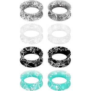 Silikon Double Flare Ohr Tunnel Plugs Splatter Muster Body Piercing Schmuck Mehrfarbige Ohr Expander Stretching Kit